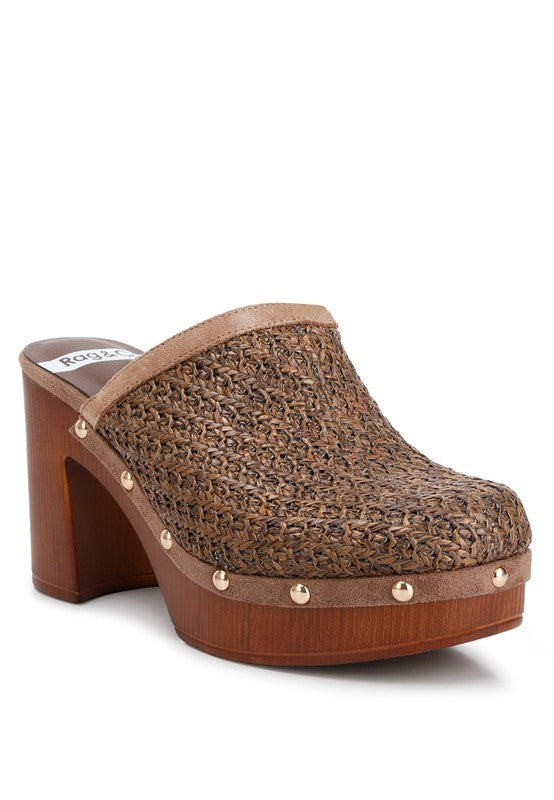 Acadia Raffia Platform Clogs Shoes RYSE Clothing Co. Brown US-5 / UK-3 / EU-36 