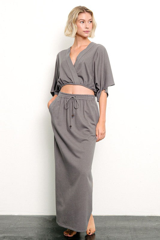 Fabina Brushed Organic Hemp Side Slit Maxi Skirt Skirts RYSE Clothing Co.   
