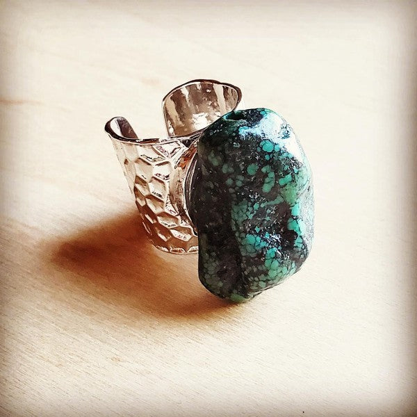 Natural Turquoise Cuff Ring jewelry RYSE Clothing Co. Green One Size 