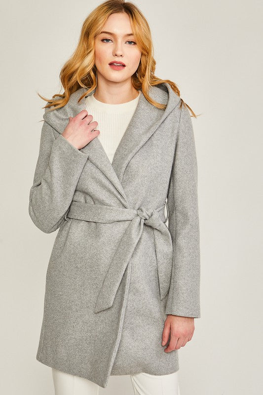 Love Tree JQ Fleece Belted Coat Coats & Jackets RYSE Clothing Co. Light Grey S 