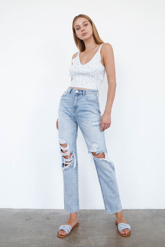 Insane Gene Mid-Rise Distressed Loose Fit Jeans Pants RYSE Clothing Co.   