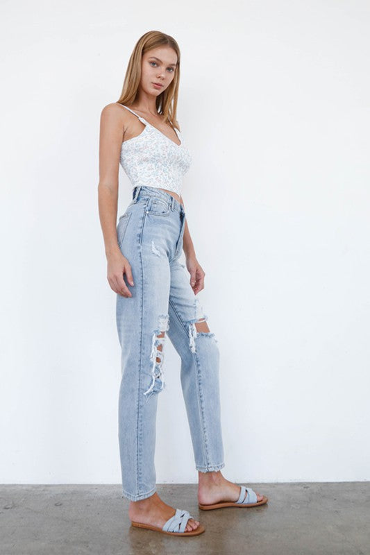 Insane Gene Mid-Rise Distressed Loose Fit Jeans Pants RYSE Clothing Co.   