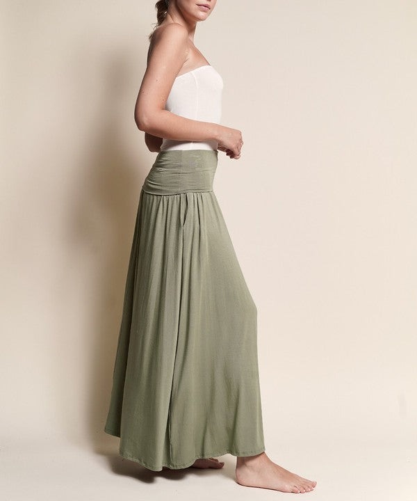 Fabina Organic Bamboo Banded Waist Maxi Skirt Skirts RYSE Clothing Co. OLIVE S 