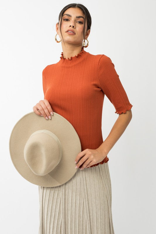 Gilli Mock Neck Ribbed Knit Top Shirts & Tops RYSE Clothing Co. Brick S 