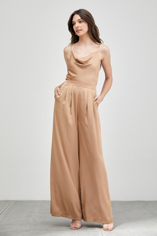 Do + Be Satin Cowl Neck Jumpsuit Jumpsuits & Rompers RYSE Clothing Co.   