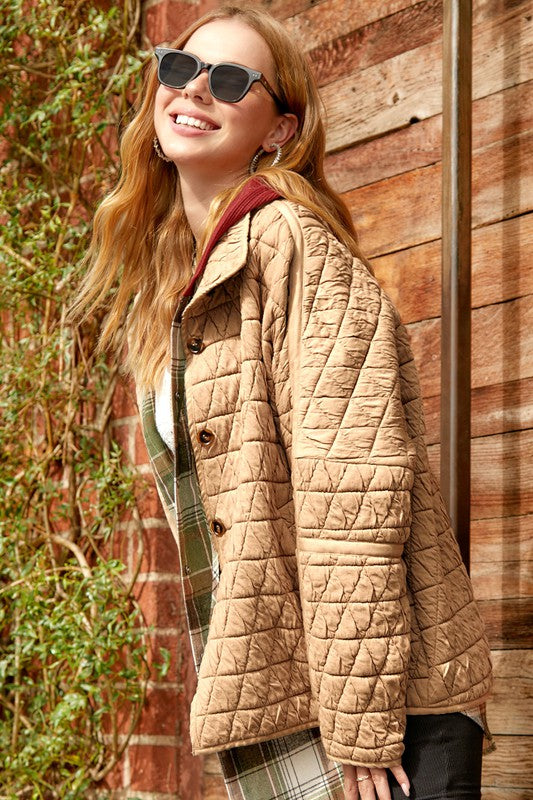 La Miel Oversized Quilted Jacket Coats & Jackets RYSE Clothing Co. Sand S 