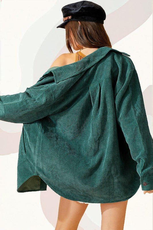La Miel Soft Corduroy Shacket Coats & Jackets RYSE Clothing Co. Forest S 