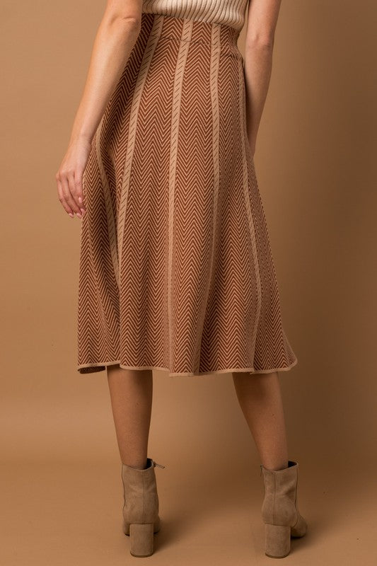 Gilli Herringbone Stripe Sweater Skirt Skirts RYSE Clothing Co.   
