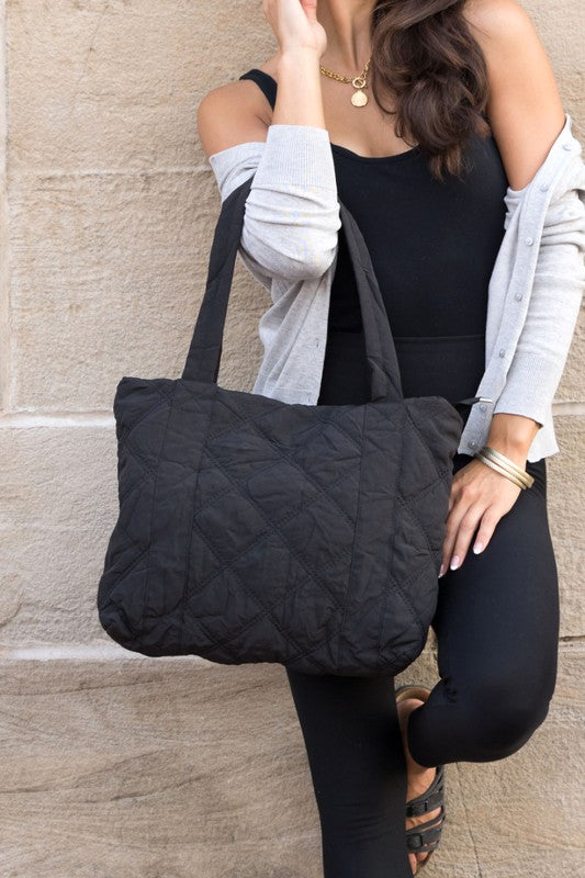 Dominique Quilted Puffer Tote Bags & Luggage - Women's Bags - Top-Handle Bags RYSE Clothing Co. Black OneSize 