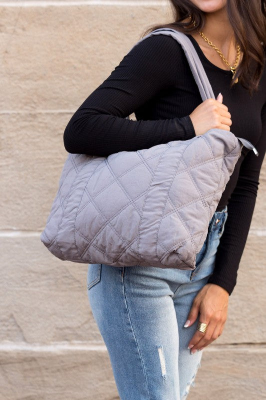 Dominique Quilted Puffer Tote Bags & Luggage - Women's Bags - Top-Handle Bags RYSE Clothing Co. Gray OneSize 