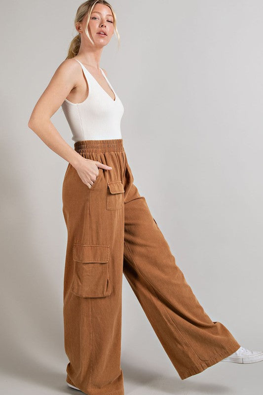 Eesome Mineral Wash Wide Leg Cargo Pants Pants RYSE Clothing Co.   