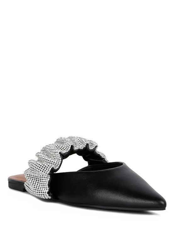 Harley Diamante Strap Flat Mules Shoes RYSE Clothing Co. Black 5 