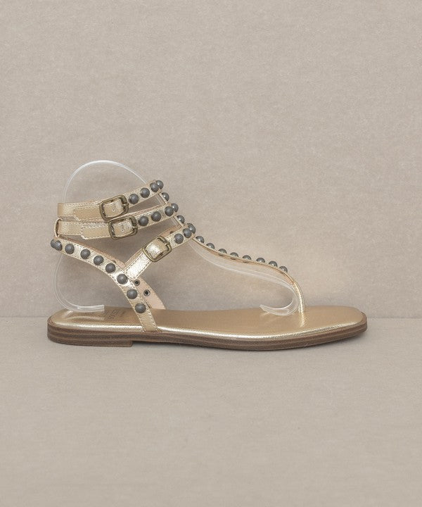 Ariah Studded Gladiator Sandal Shoes RYSE Clothing Co. Gold 6 