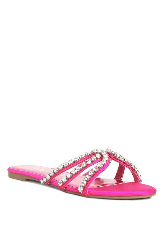 Melina Diamond Strap Flat Sandals Shoes RYSE Clothing Co. Fuchsia 5 
