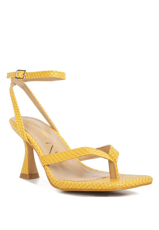 Celina Ankle Strap Thong Heeled Sandals Shoes RYSE Clothing Co. Yellow 5 