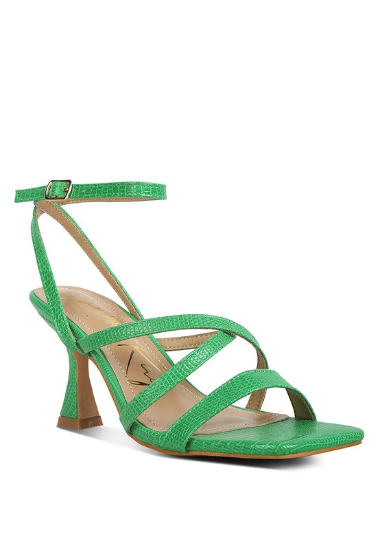 Seria Square Toe Heeled Sandals Shoes RYSE Clothing Co. Green 5 