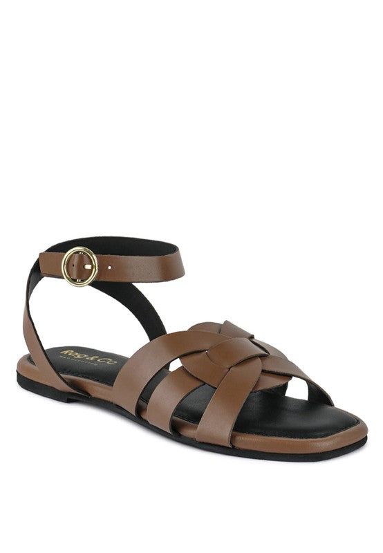 Asher Flat Ankle Strap Sandals Shoes RYSE Clothing Co. Chocolate 5 