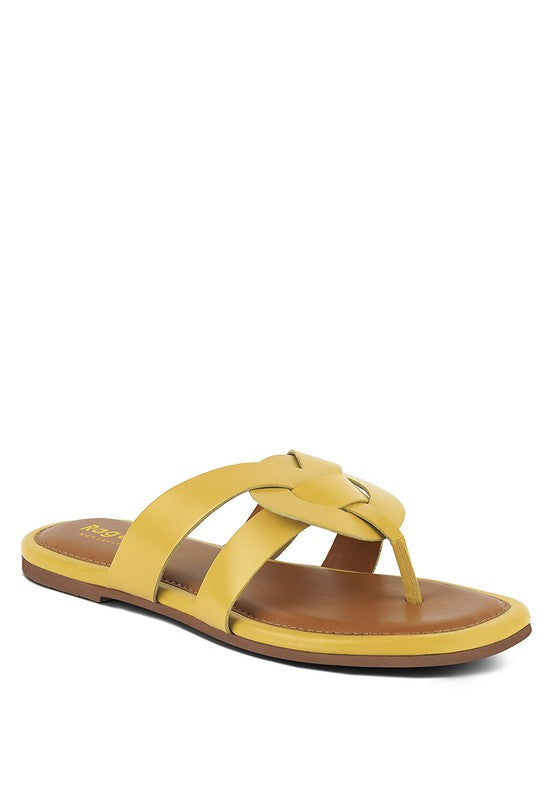 Angel Wide Strap Thong Sandals Shoes RYSE Clothing Co. Yellow 5 