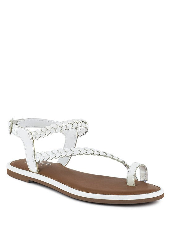 Rhia Braided Flat Sandals Shoes RYSE Clothing Co. White 5 