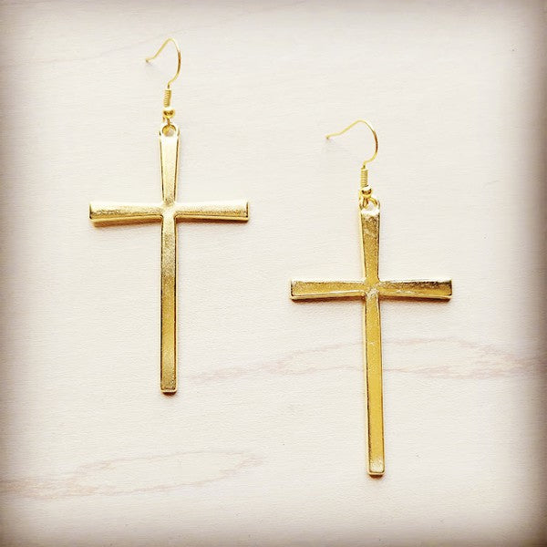 Gold Cross Earrings earrings RYSE Clothing Co. Gold One Size 