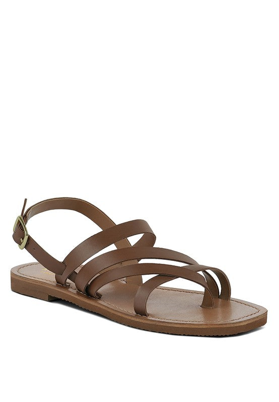 Solah Strappy Flat Sandals Shoes RYSE Clothing Co. Chocolate 5 