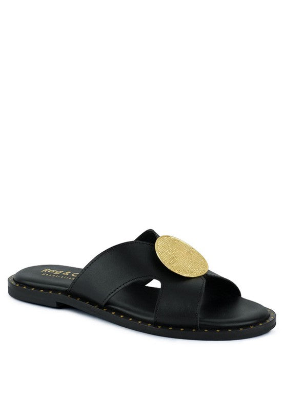Isadora Embellished Slip-On Sandals Shoes RYSE Clothing Co. Black 6 