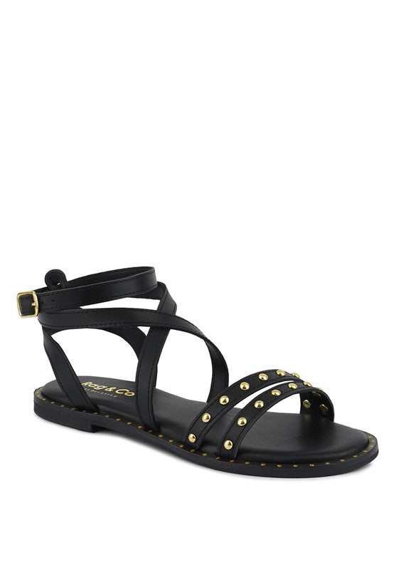 Karine Stud Embellished Strappy Sandals Shoes RYSE Clothing Co. Black 5 