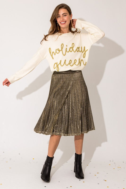 Gilli Pleated Midi Skirt Skirts RYSE Clothing Co. Gold S 