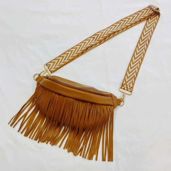 Vegan Leather Fringed Or Not Sling Bag Bags & Luggage - Women's Bags RYSE Clothing Co. Camel OS 