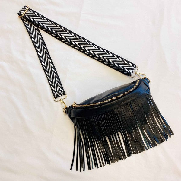 Vegan Leather Fringed Or Not Sling Bag Bags & Luggage - Women's Bags RYSE Clothing Co. Black OS 