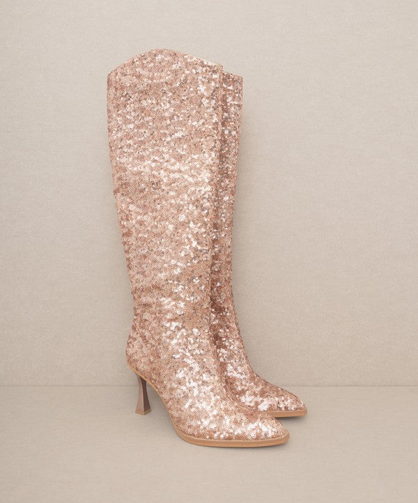 OASIS SOCIETY Sequin Knee High Boots Shoes RYSE Clothing Co.   