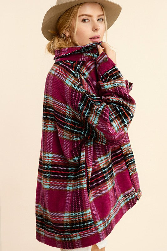 La Miel Plaid Wool Blend Shacket Coats & Jackets RYSE Clothing Co.   