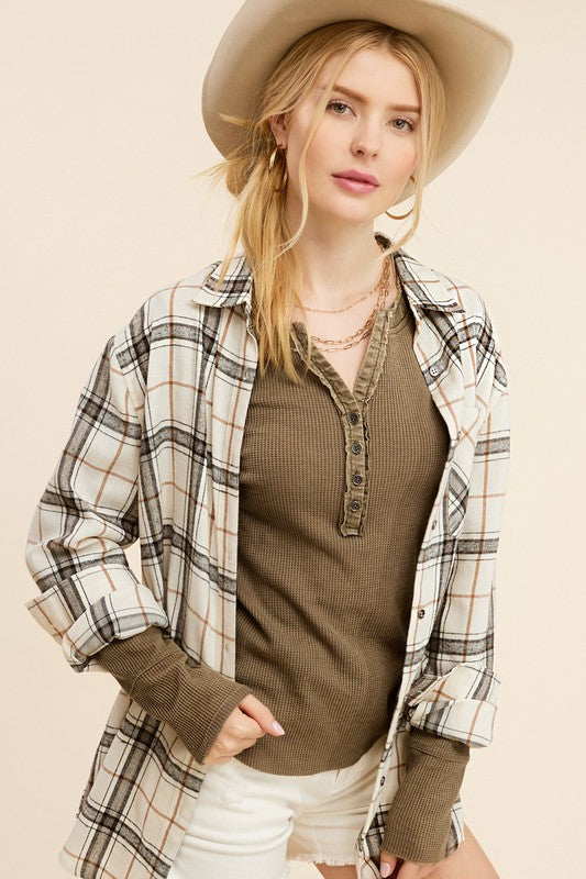 La Miel Button Front Waffle Knit Top Shirts & Tops RYSE Clothing Co.   