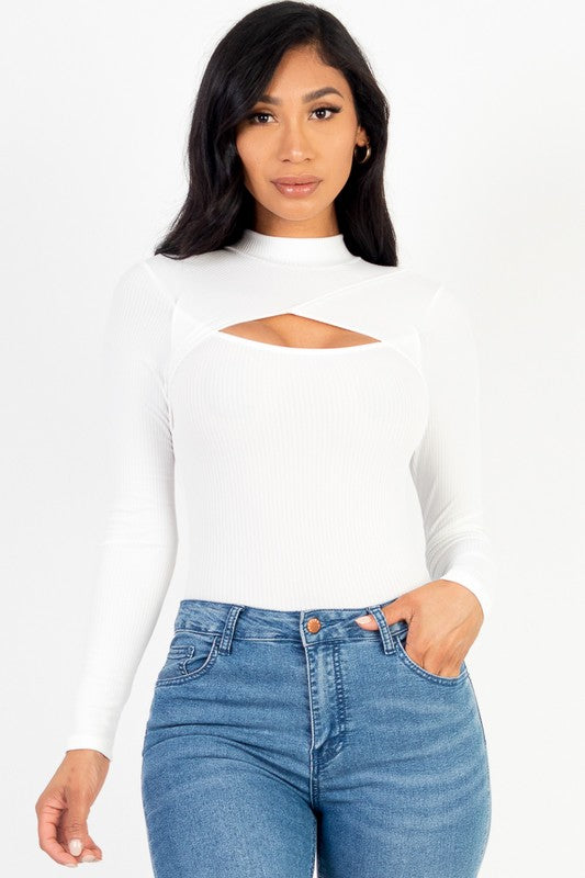 Capella Cutout Long Sleeve Bodysuit Shirts & Tops RYSE Clothing Co. White S 