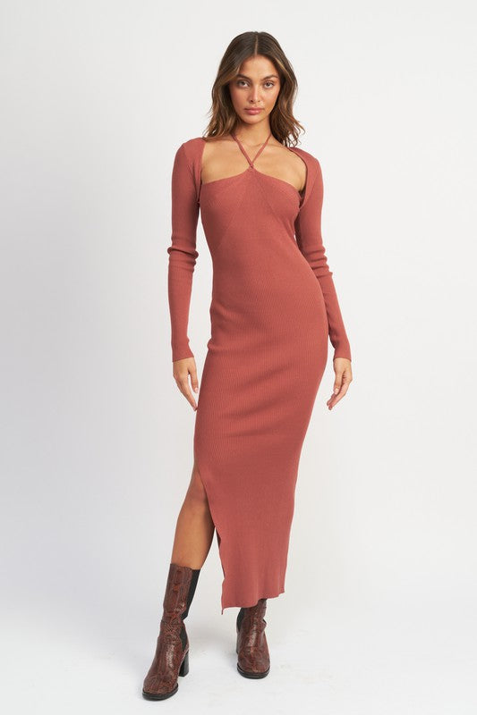 Emory Park Halter Neck Maxi Dress Dresses RYSE Clothing Co. Rust S 