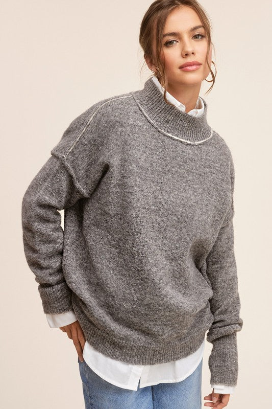 La Miel Mock Neck Sweater Shirts & Tops RYSE Clothing Co.   