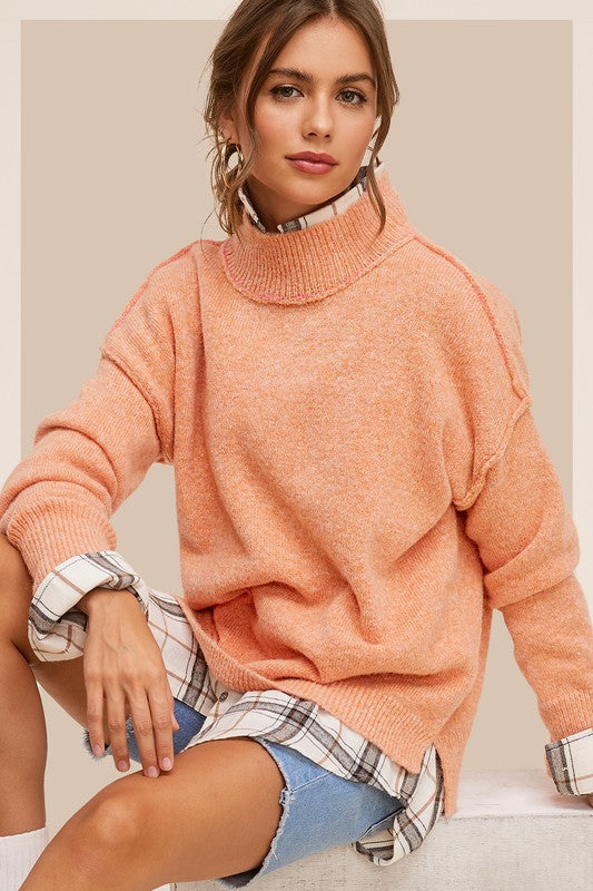 La Miel Mock Neck Sweater Shirts & Tops RYSE Clothing Co. Pumpkin S 