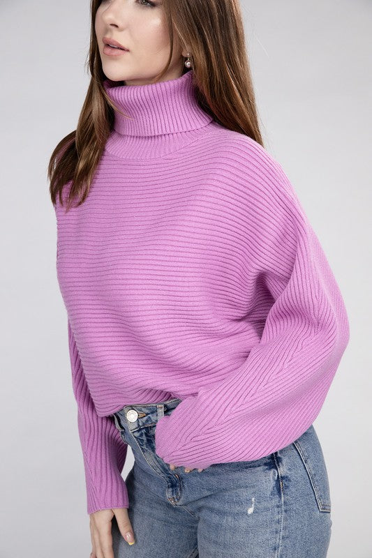 Zenana Dolman Sleeve Turtleneck Sweater Shirts & Tops RYSE Clothing Co. Mauve S 