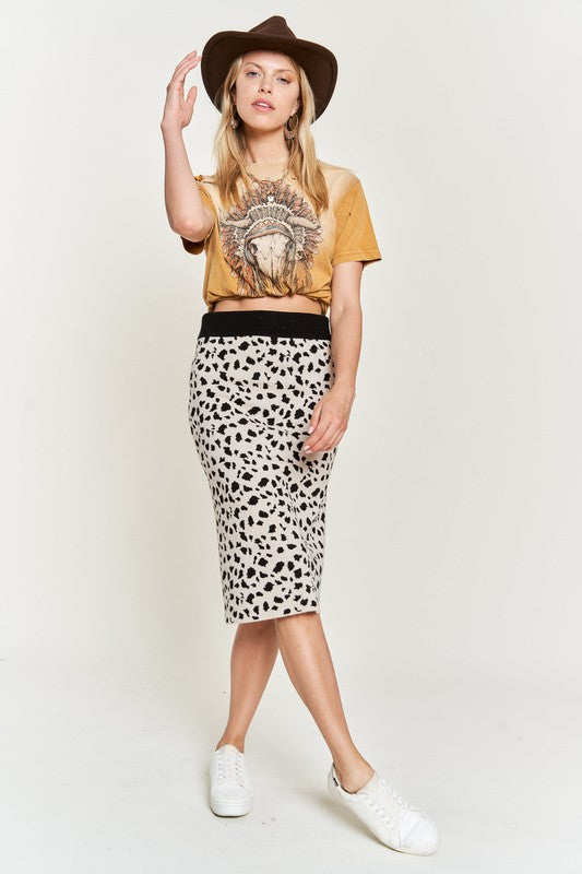 Jade by Jane Animal Print Midi Sweater Skirt Skirts RYSE Clothing Co.   