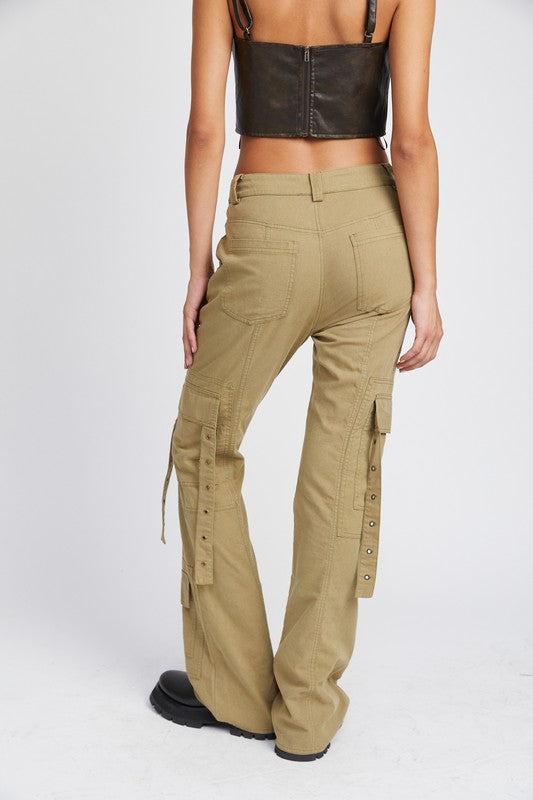 Emory Park Low Rise Flare Cargo Pants Pants RYSE Clothing Co.   