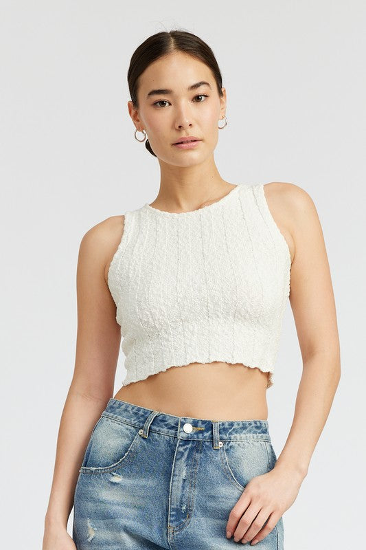 Emory Park Ribbed Cropped Tank Shirts & Tops RYSE Clothing Co. OFF WHITE S 