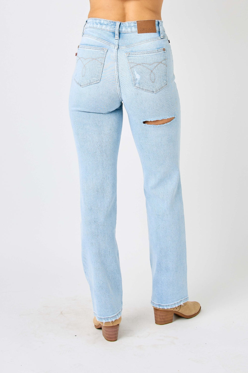 Judy Blue Distressed High Waist Straight Jeans Pants RYSE Clothing Co.   