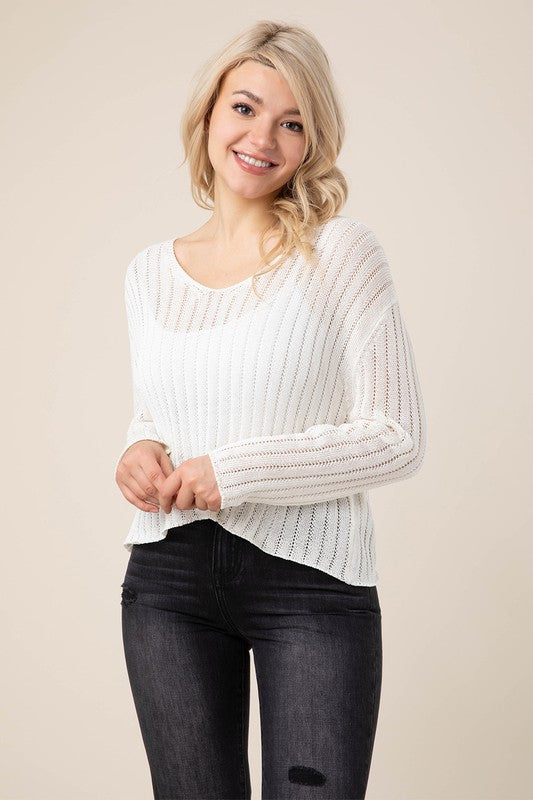 Lilou Relaxed Ribbed Sweater Shirts & Tops RYSE Clothing Co. Ivory S 