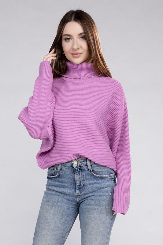 Zenana Dolman Sleeve Turtleneck Sweater Shirts & Tops RYSE Clothing Co.   