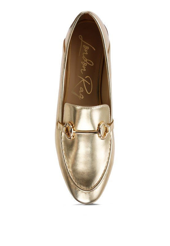 Shelby Metallic Faux Leather Horsebit Loafers Shoes RYSE Clothing Co.   