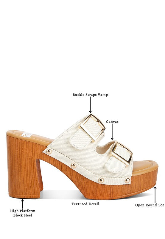 Belize Buckle Strap Block Heel Sandals Shoes RYSE Clothing Co.   