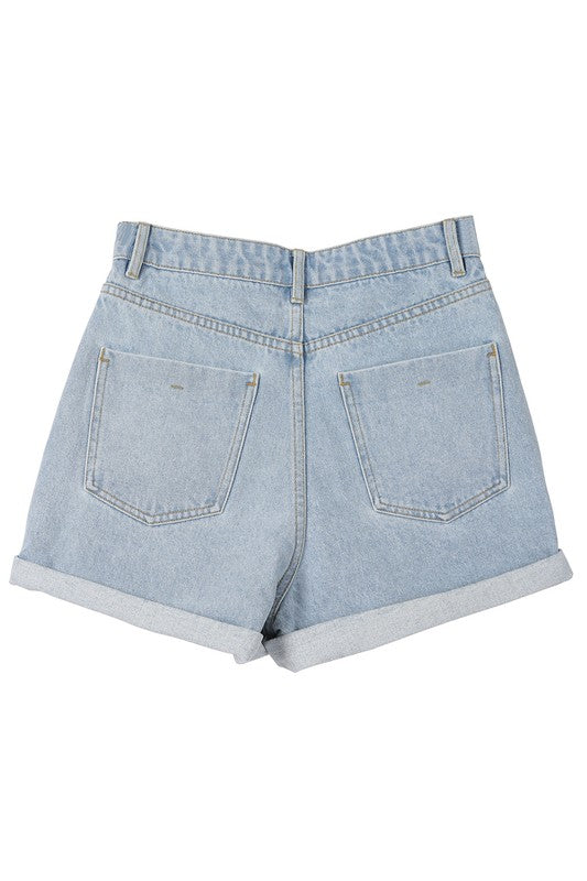 Lilou Rolled Denim Shorts Shorts RYSE Clothing Co.   