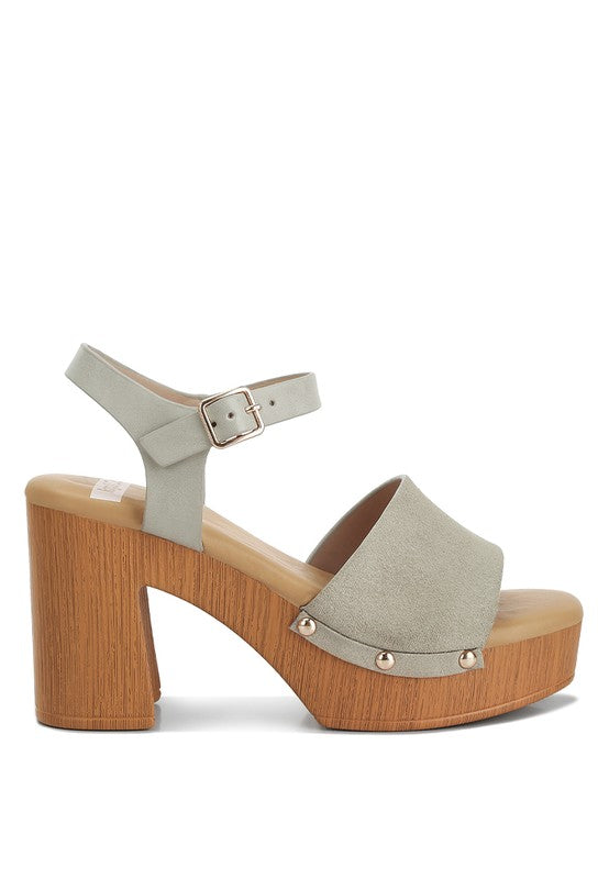 Carolina Suede Block Heel Sandals shoes RYSE Clothing Co.   