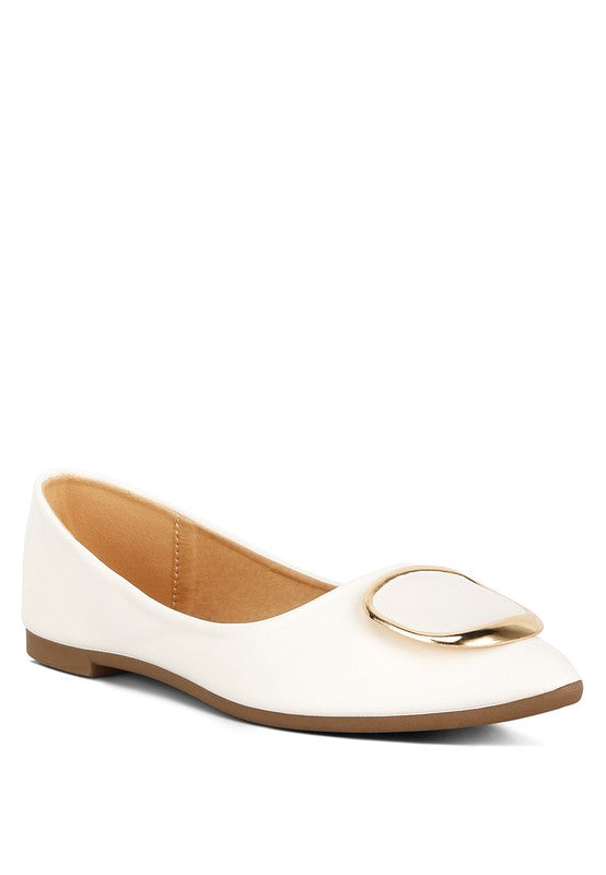 Vanessa Brooch Detail Ballet Flats Shoes RYSE Clothing Co. WHITE 5 