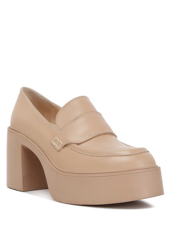 Lisbeth Heeled Platform Loafers Shoes RYSE Clothing Co. Sand 5 